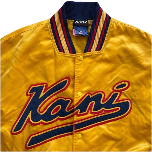 Other - Vintage 90s Karl Kani Satin Jacket XXL Yellow Baseball Varsity Rap Hip Hop 2XL